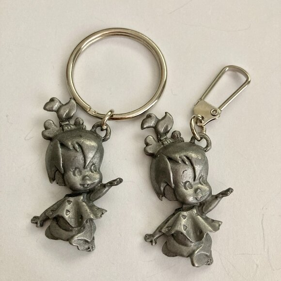 Vintage Pebbles Flintstone Zipper Pull Keychain Set Warner Bros Purse Bag Charm - Picture 7 of 8